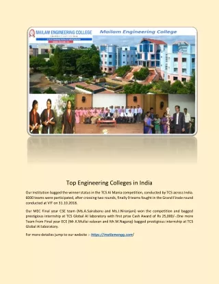 Best Engineering Colleges in Tamil Nadu, India