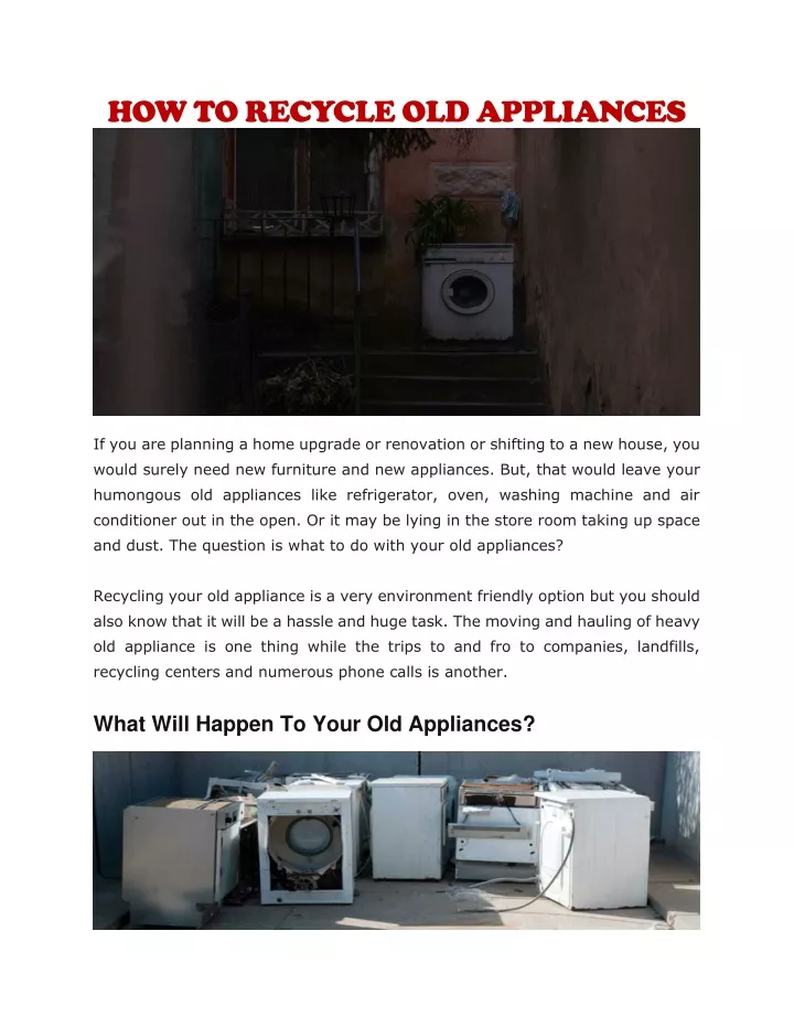 how to recycle old appliances