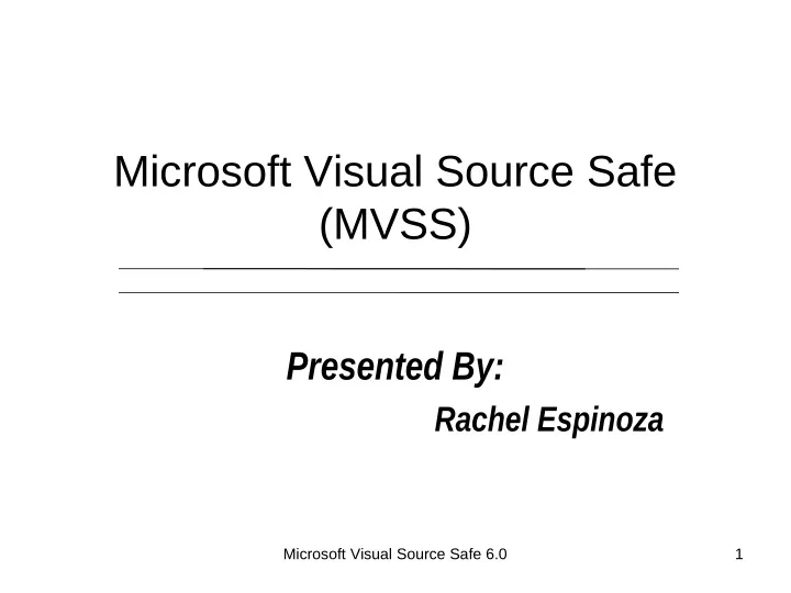 microsoft visual source safe mvss