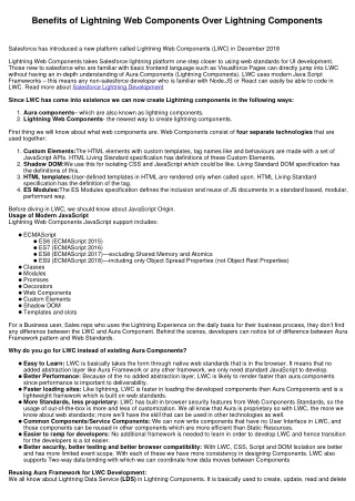 Benefits of Lightning Web Components Over Lightning Components