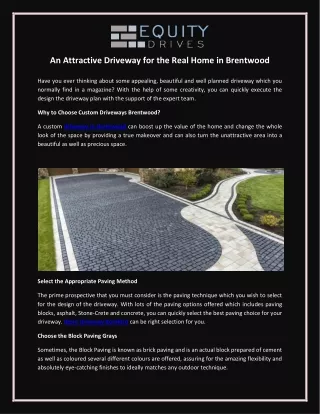 An Attractive Driveway for the Real Home in Brentwood