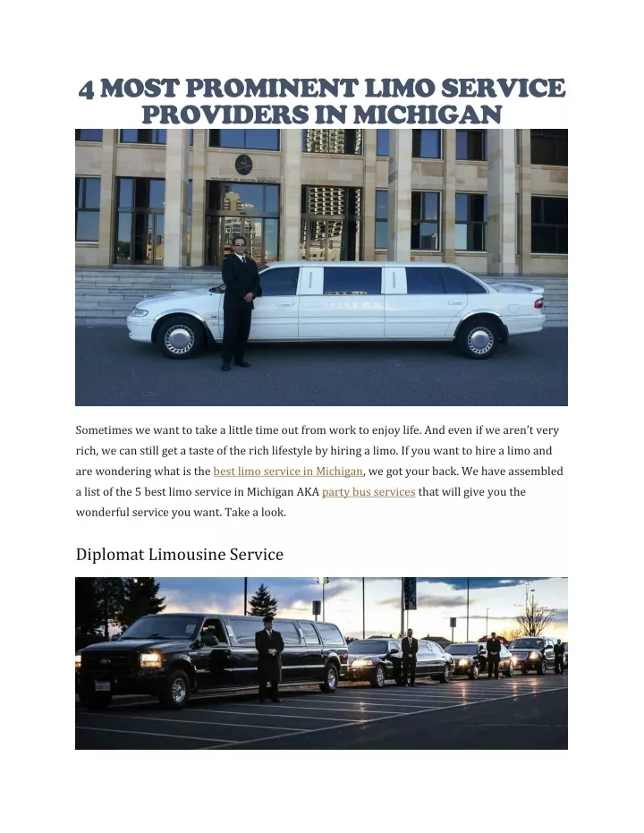 4 most prominent limo service providers