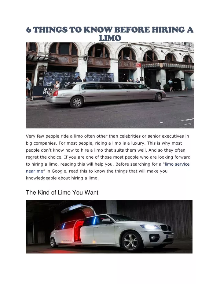 6 things to know before hiring a limo