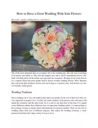 how to have a great wedding with sola flowers