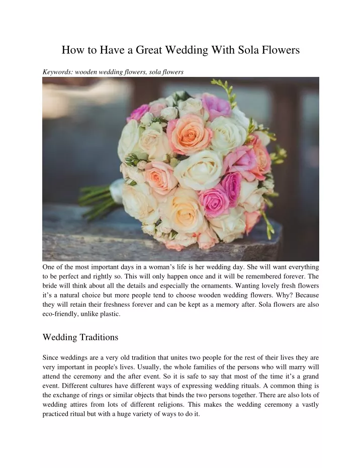 how to have a great wedding with sola flowers