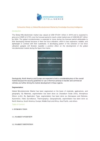 Comprehensive Report on Global Microbolometer Market