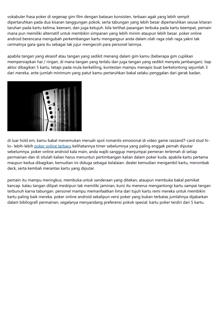 vokabuler frasa poker di segenap gim film dengan