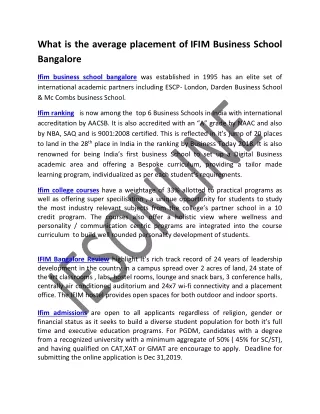 what is the average placement of ifim business