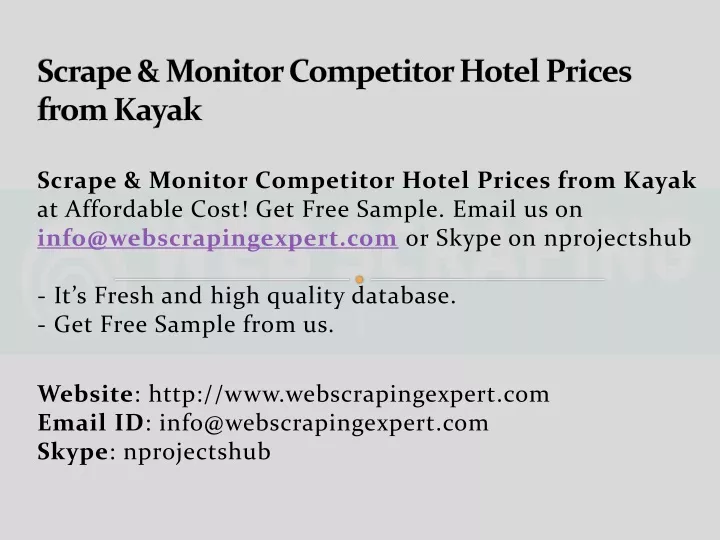 scrape monitor competitor hotel prices from kayak