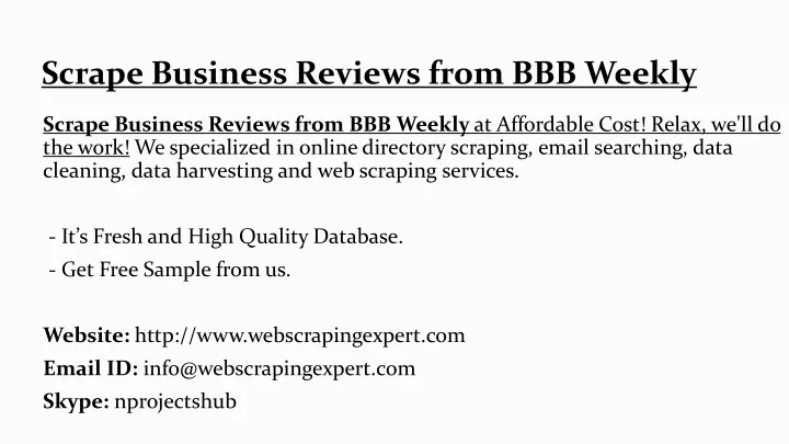 scrape business reviews from bbb weekly