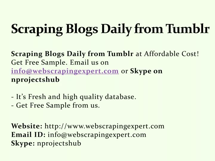 scraping blogs daily from tumblr