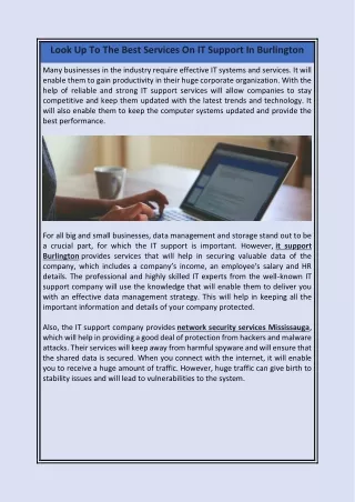 look up to the best services on it support