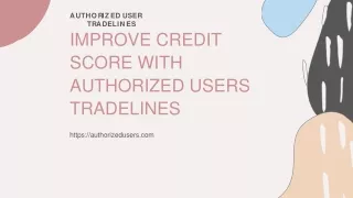 Improve Credit Score With Authorized Users Tradelines