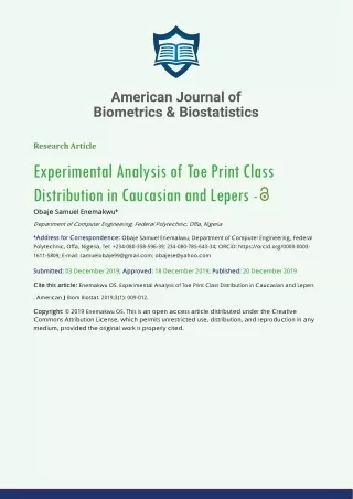 American Journal of Biometrics & Biostatistics