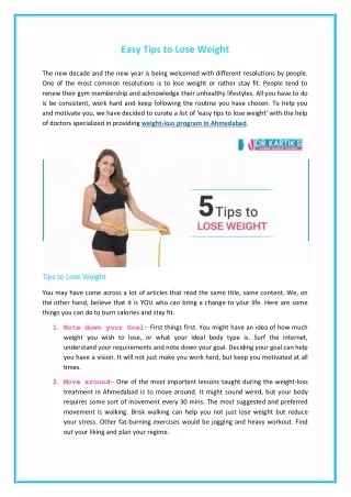 Easy Tips to Lose Weight