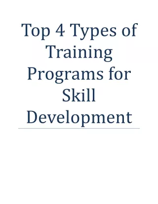 Top 4 Types of Training Programs for Skill Development