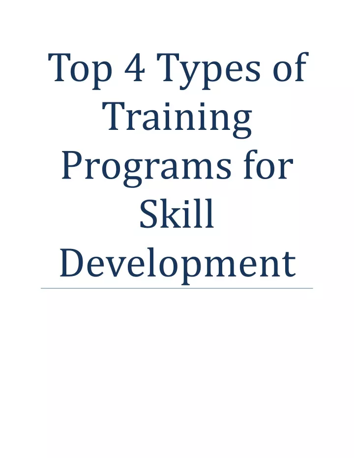 top 4 types of training programs for skill