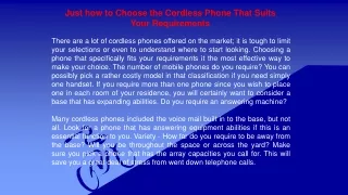 Just how to Choose the Cordless Phone That Suits Your Requirements