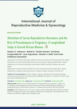 International Journal of Reproductive Medicine & Gynecology