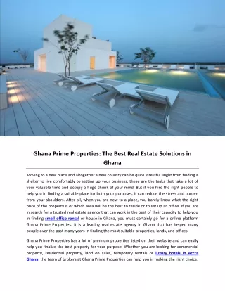 Ghana Prime Properties: The Best Real Estate Solutions in Ghana