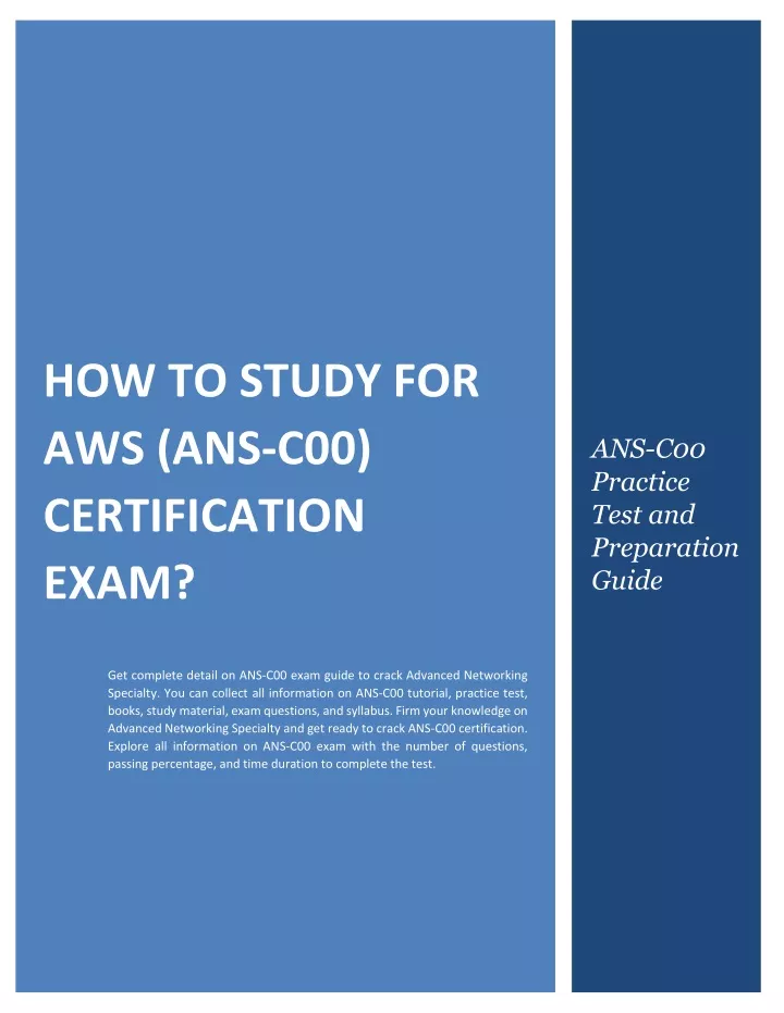 how to study for aws ans c00 certification exam