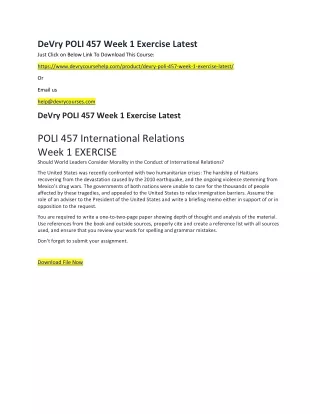 DeVry POLI 457 Week 1 Exercise Latest