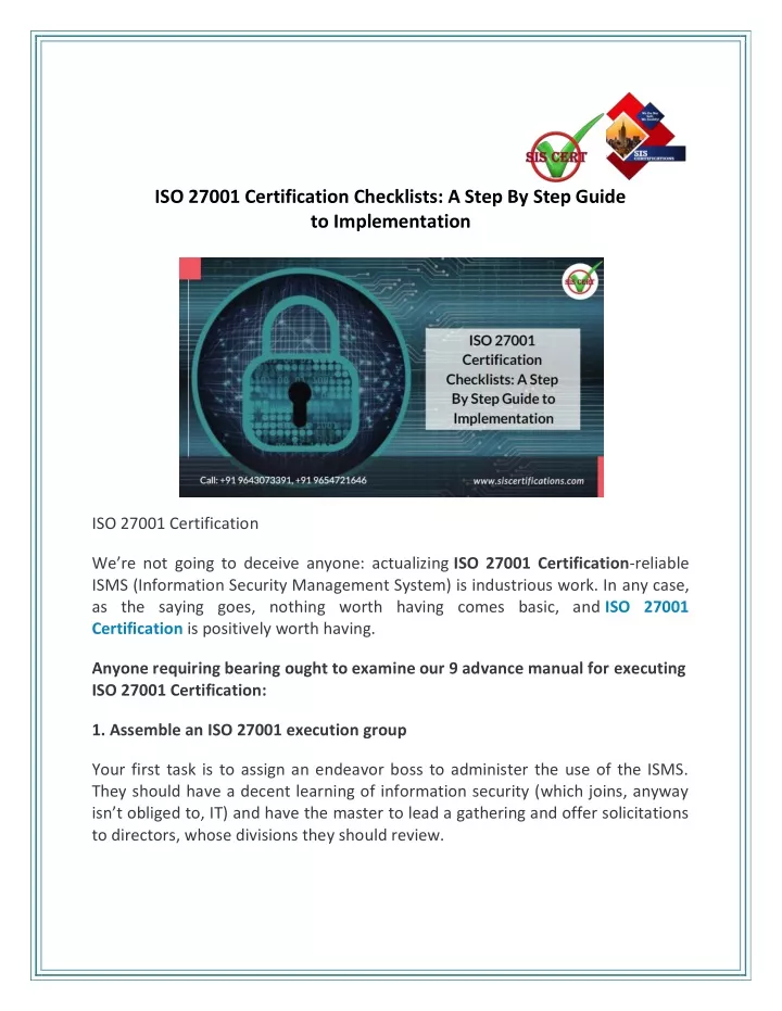 iso 27001 certification checklists a step by step