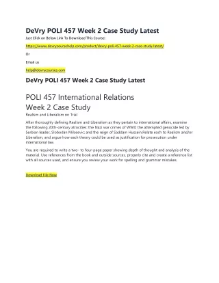 DeVry POLI 457 Week 2 Case Study Latest