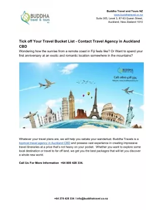 Tick off Your Travel Bucket List - Contact Travel Agency in Auckland CBD