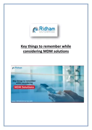 Things to Know While Implementing MDM Solution