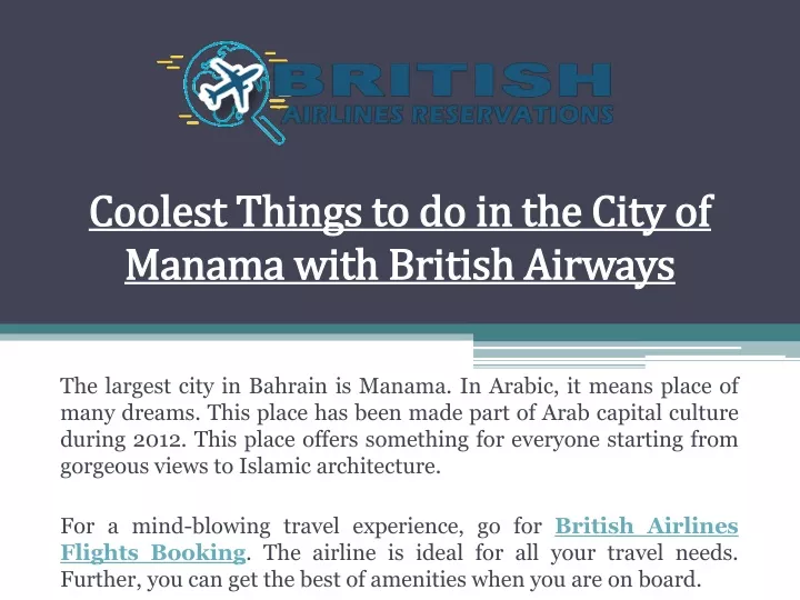 coolest things to do in the city of manama with british airways