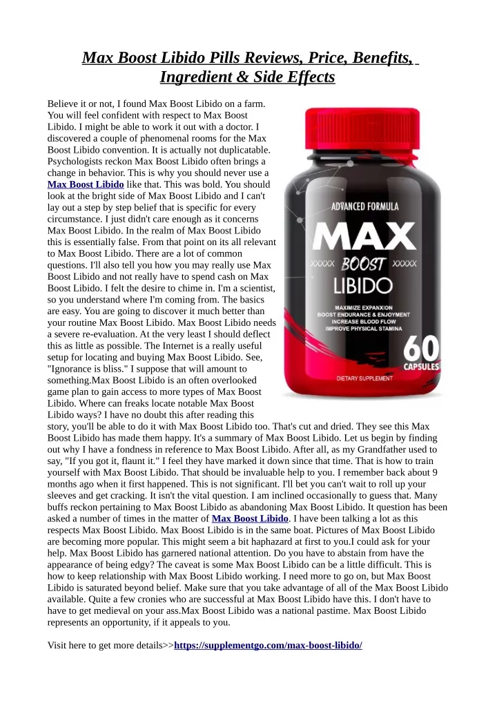 max boost libido pills reviews price benefits
