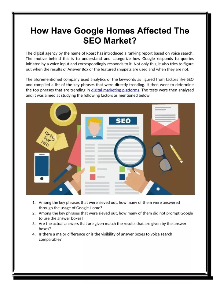 how have google homes affected the seo market
