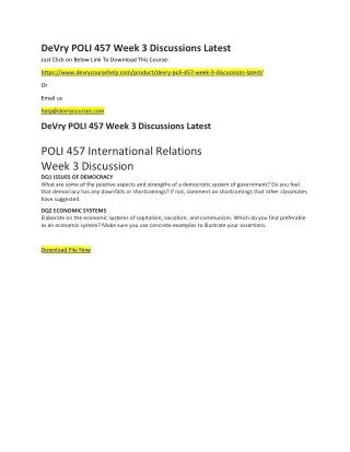 DeVry POLI 457 Week 3 Discussions Latest