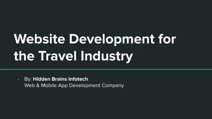 website development for the travel industry