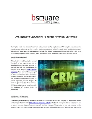 Crm Software Companies To Target Potential Customers