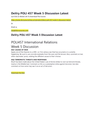 DeVry POLI 457 Week 5 Discussion Latest