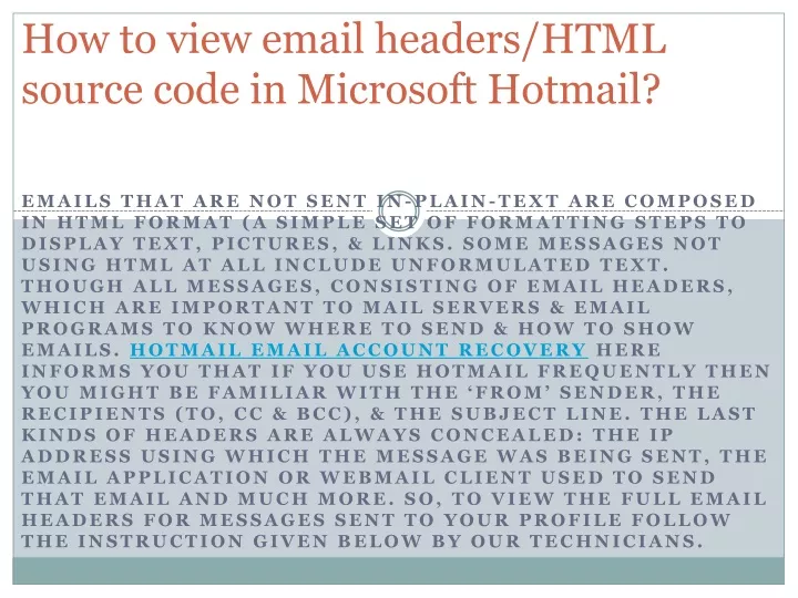 how to view email headers html source code in microsoft hotmail