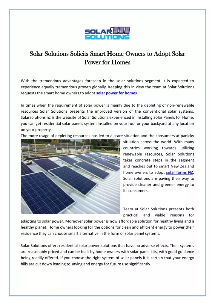 solar solutions solicits smart home owners