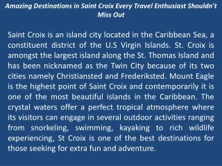 Amazing Destinations in Saint Croix Every Travel Enthusiast Shouldn't Miss Out