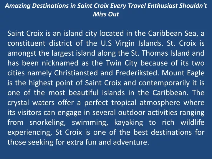 amazing destinations in saint croix every travel enthusiast shouldn t miss out