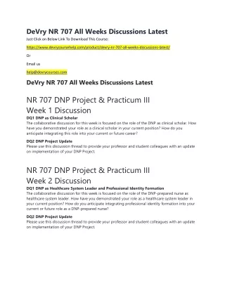 DeVry NR 707 All Weeks Discussions Latest