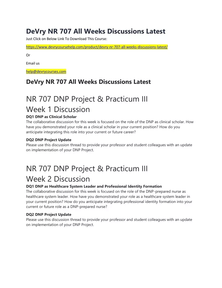 devry nr 707 all weeks discussions latest just