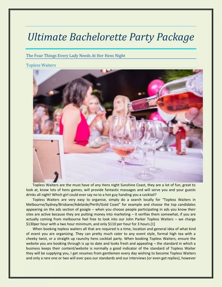 ultimate bachelorette party package