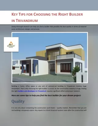 Key Tips for Choosing the Right Builder in Trivandrum