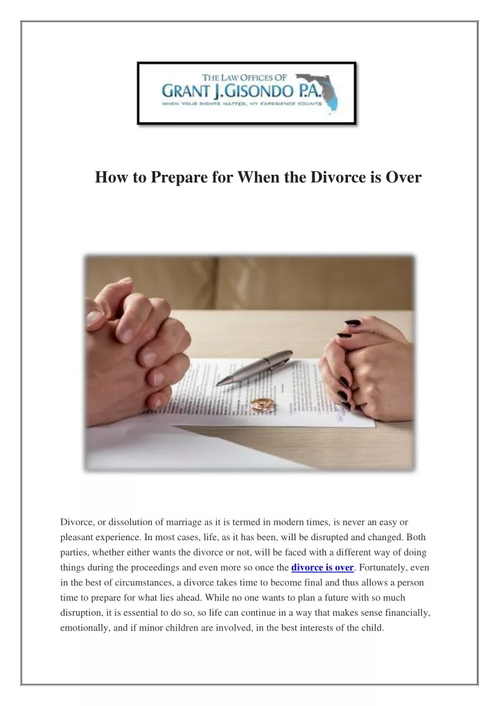 how to prepare for when the divorce is over