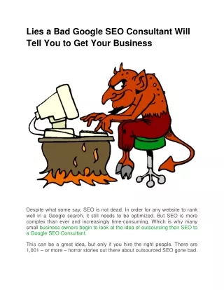 Lies a Bad Google SEO Consultant Will Tell You to Get Your Business