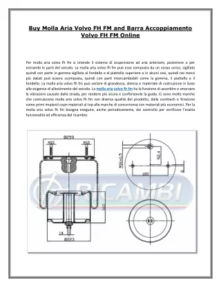 Buy Molla Aria Volvo FH FM and Barra Accoppiamento Volvo FH FM Online