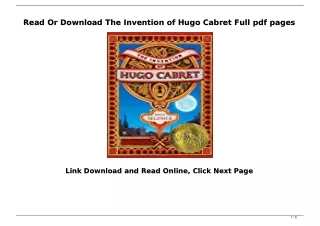 Read Or Download The Invention of Hugo Cabret Full pdf pages