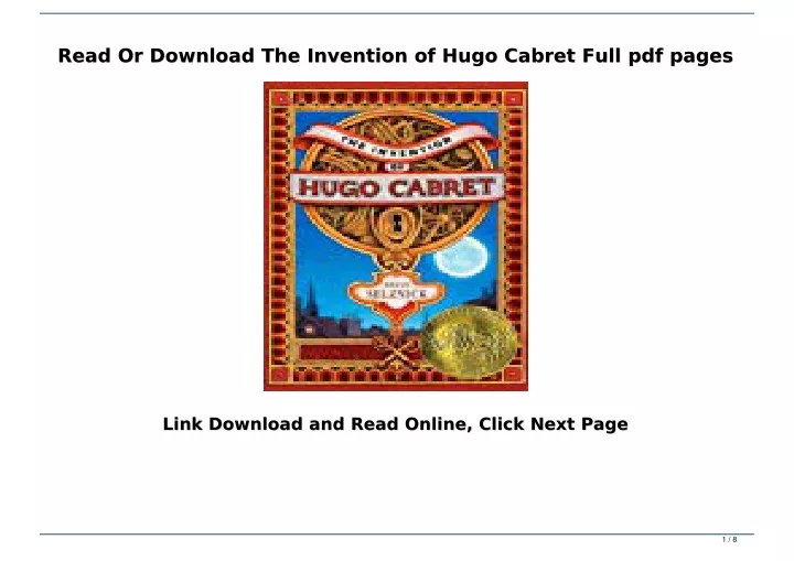 read or download the invention of hugo cabret